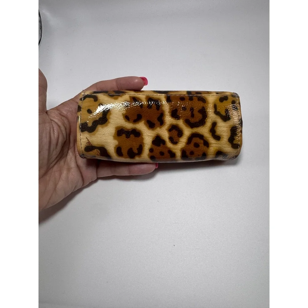 Brighton Leopard Print Patent Leather Lipstick Case with Mirror Gold Interior